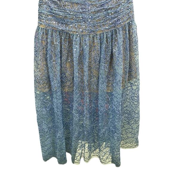 Self-Portrait Blue Strapless Lace Midi Dress US 4 Polyester Blend Cocktail - Picture 7 of 13